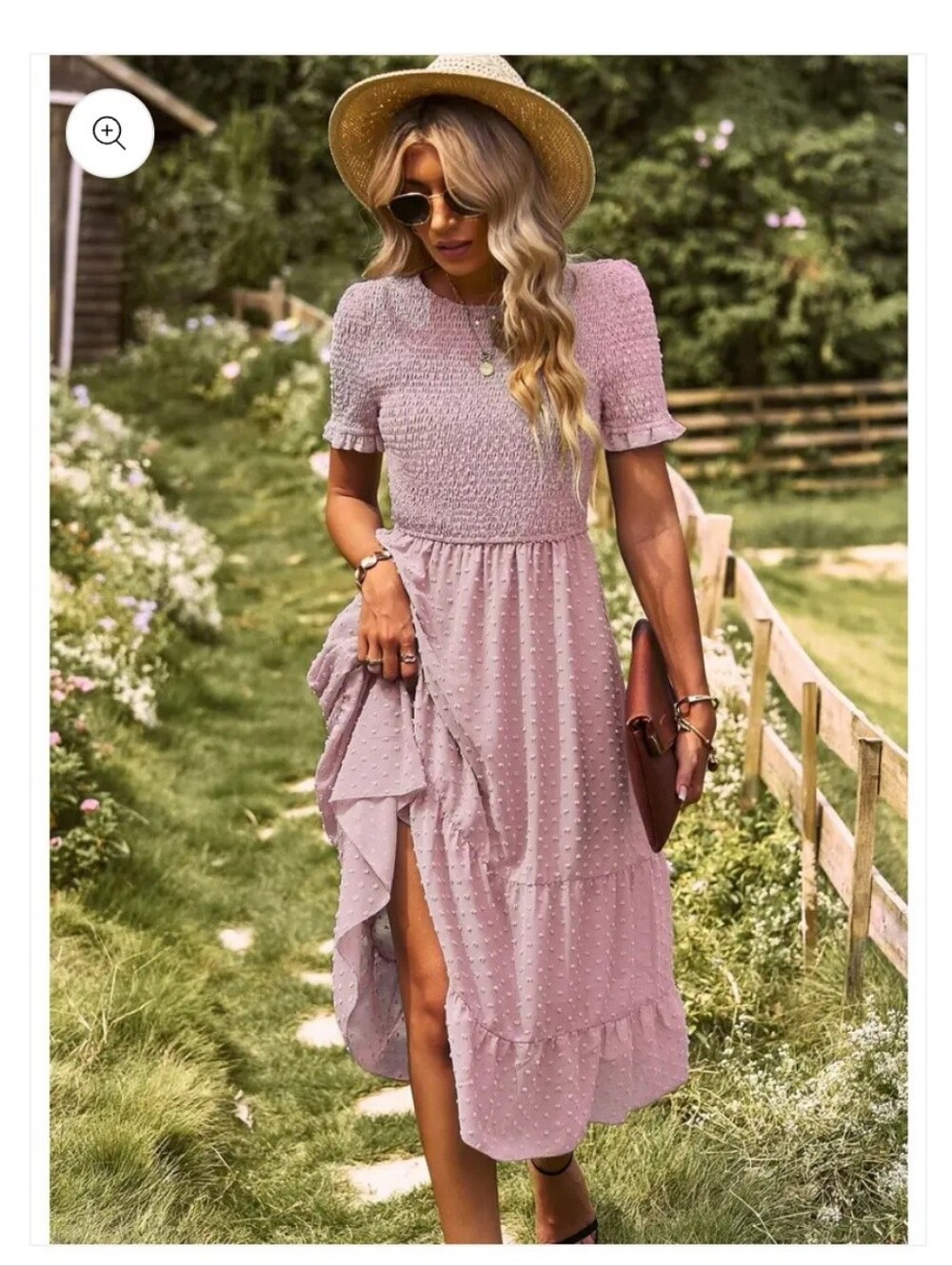 Pink Smocked Swiss Dot Dress